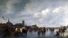 212/calraet, abraham van - scene on the ice outside dordrecht